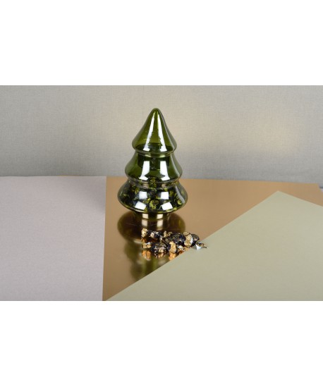 Green tree glass candy jar 16x16x25cm