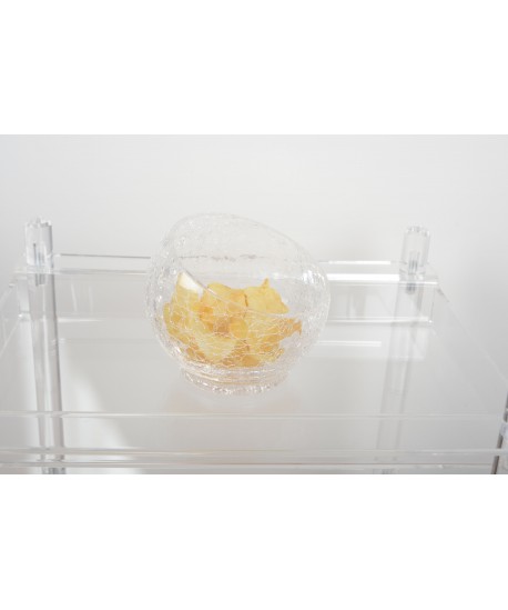 Bol en verre effet craquelé grand modèle 18x18x15cm