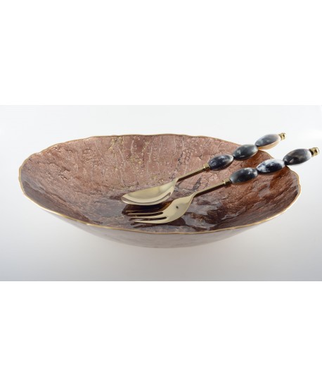 Brown bowl with gold rim 40cm