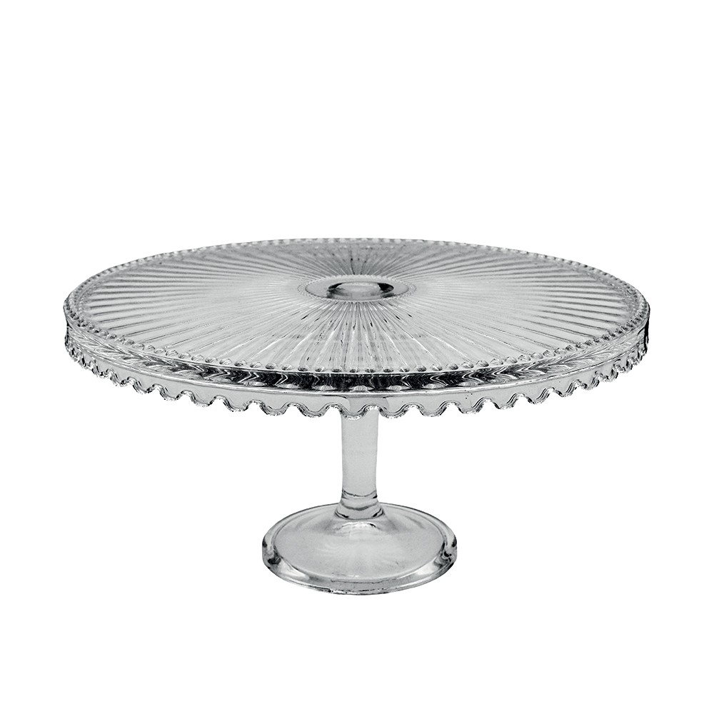 Plat à tarte sur pied en verre moyen modèle 32x32x17cm