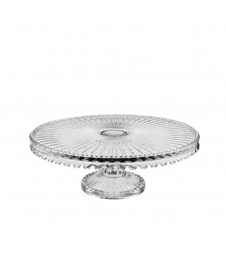 Small glass pedestal tart dish 32x32x12cm