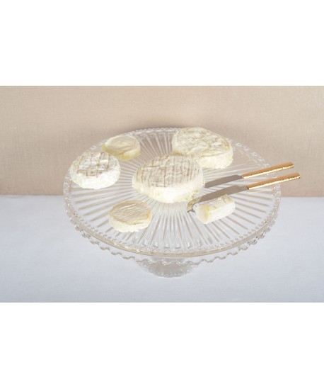 Plat à tarte sur pied en verre grand modèle 32x32x21cm