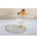 Plat à tarte sur pied en verre moyen modèle 32x32x17cm