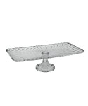 Rectangular glass pedestal cake dish 18.5x18.5x38cm