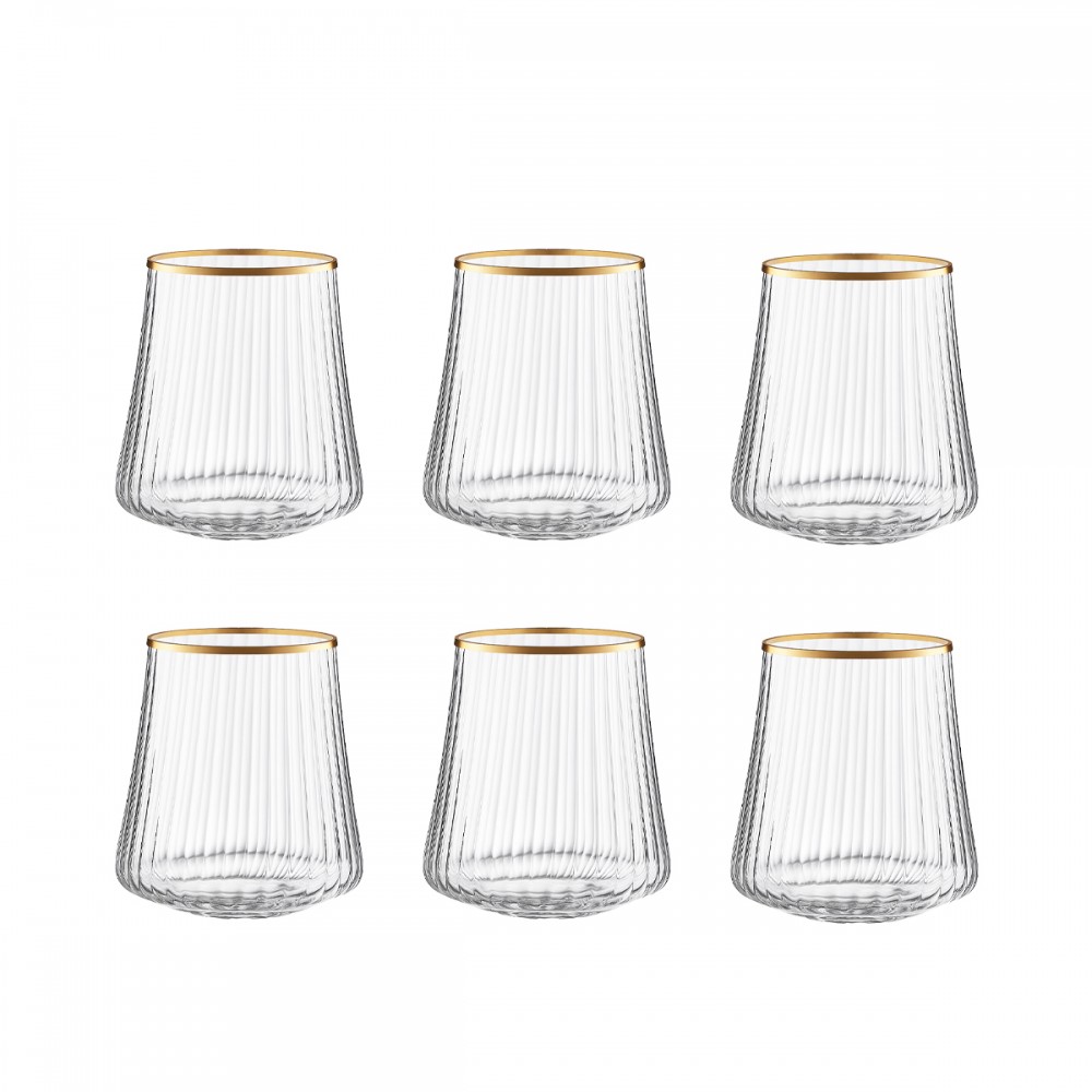 Verres à eau bord doré 350ml - lot de 6