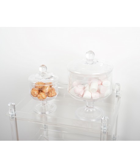 Bonbonnière sur pied en verre 17x17x29cm