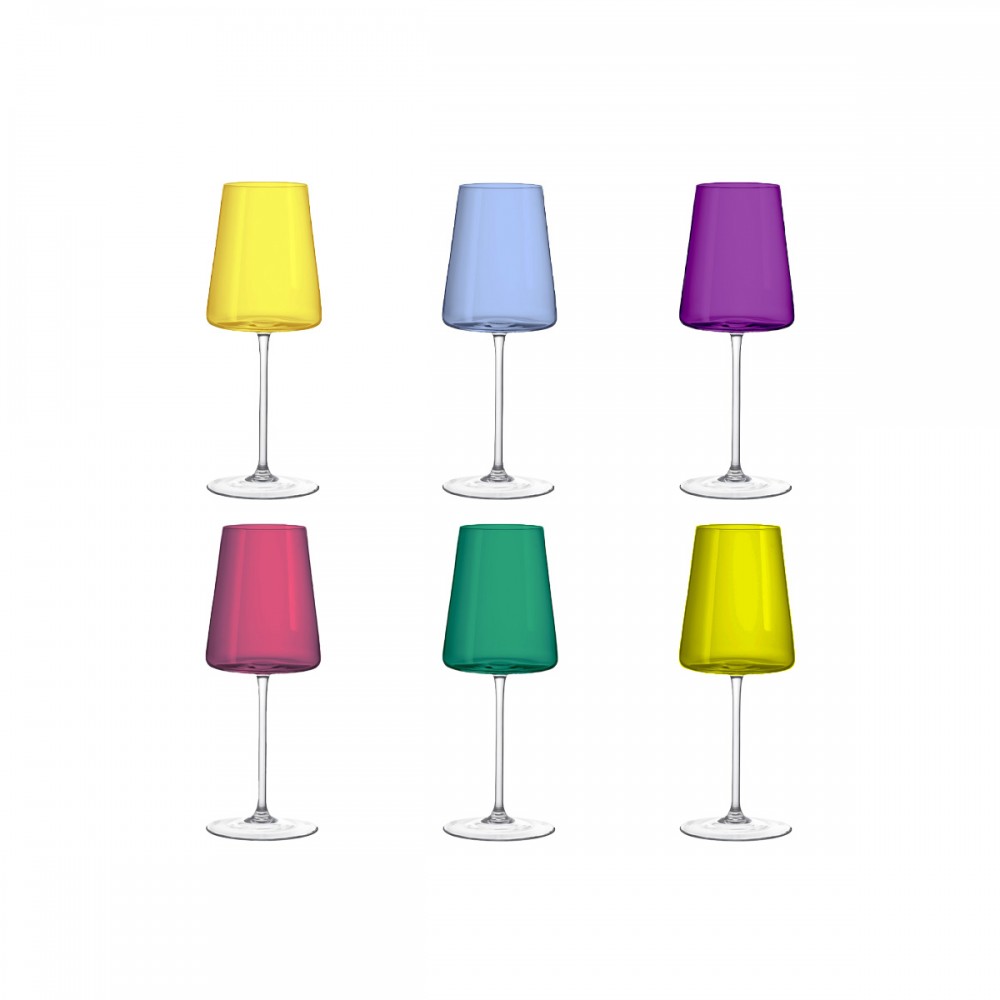 Verres à vin 400ml 6 couleurs - lot de 6
