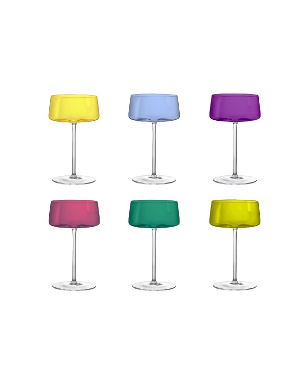 Coupettes à champagne 6 couleurs 230ml - lot de 6