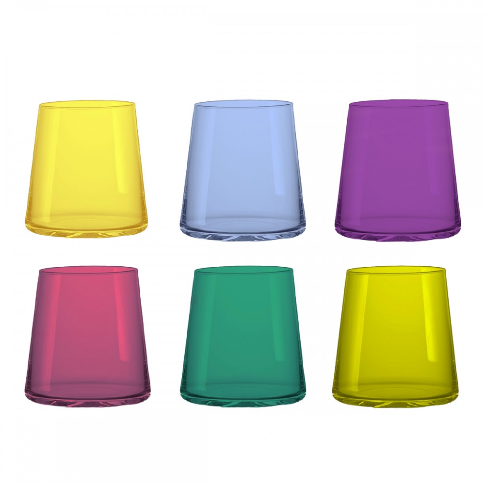 Verres à eau 6 couleurs 300ml - lot de 6