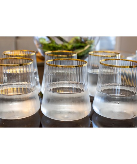 Verres à eau bord doré 350ml - lot de 6