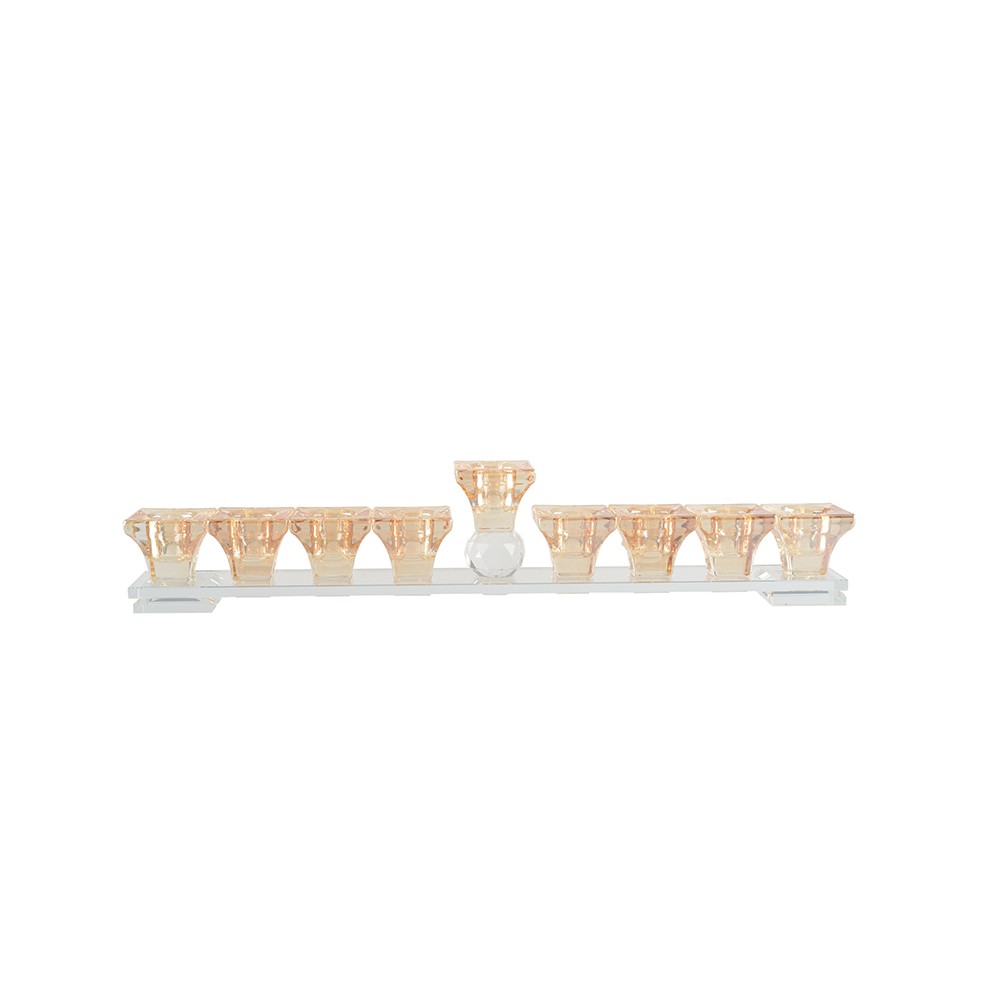 Menorah 9 feux dorée en verre h7cm