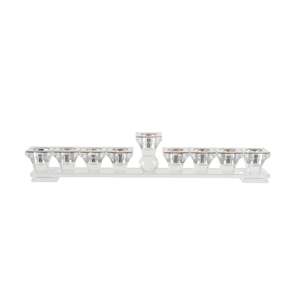 Menorah de cristal plateado de 9 luces h7cm