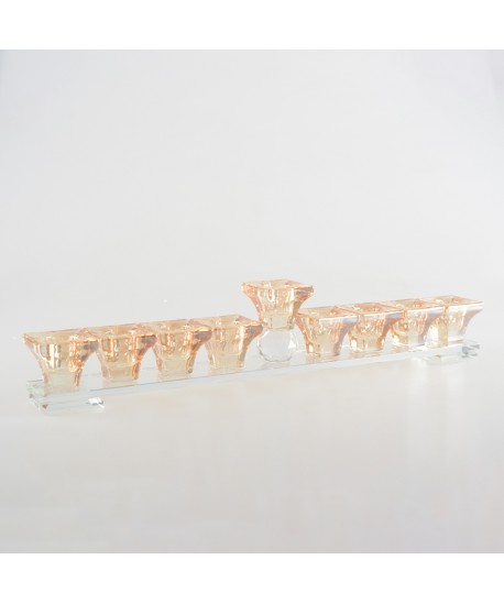 Menorah 9 feux dorée en verre h7cm