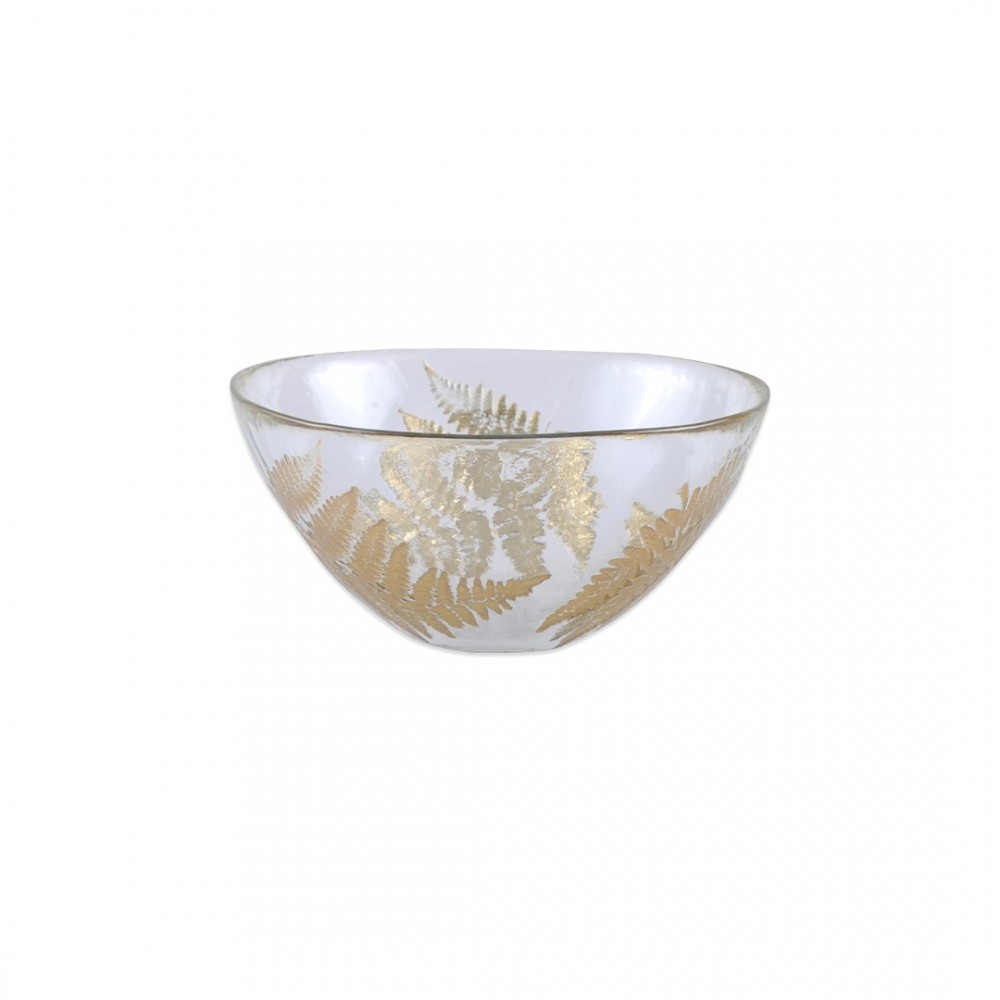 Transparent bowl with golden leaf