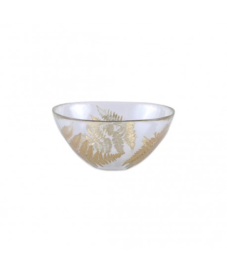 Transparent bowl with golden leaf
