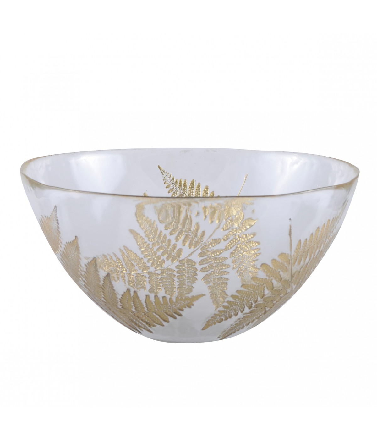 Transparent salad bowl with golden leaf