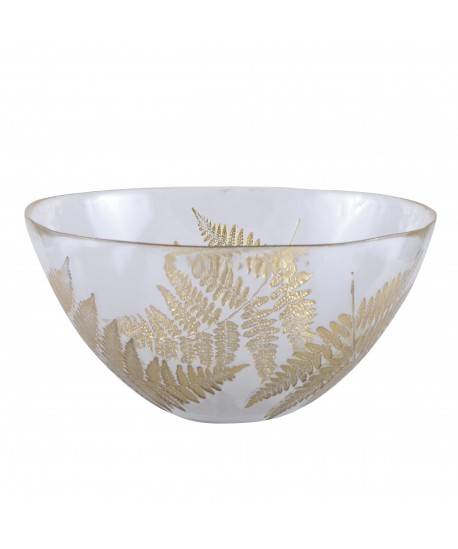 Transparent salad bowl with golden leaf