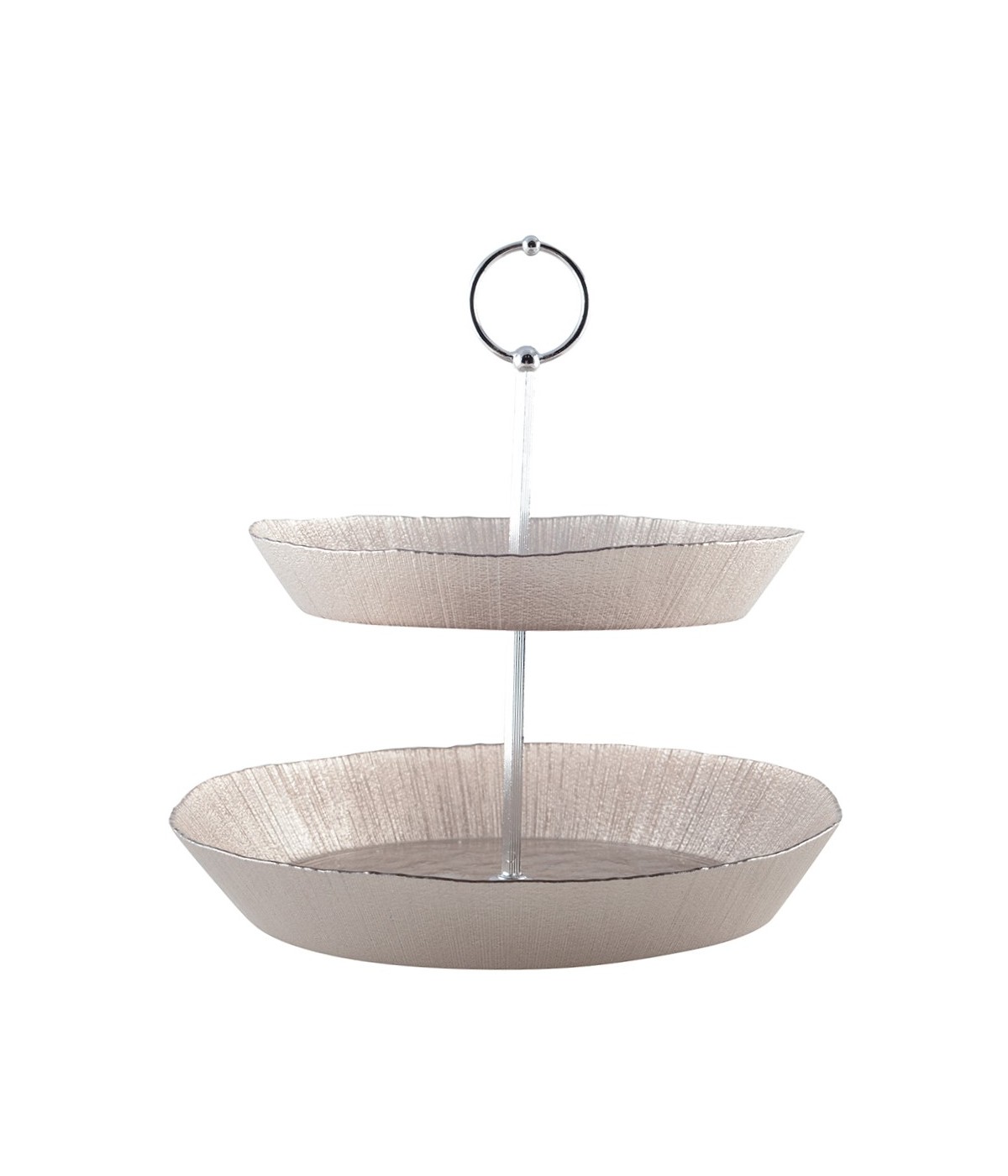 Serviteur 2 étages sable métallique