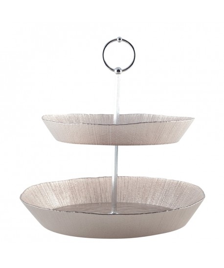 Serviteur 2 étages sable métallique