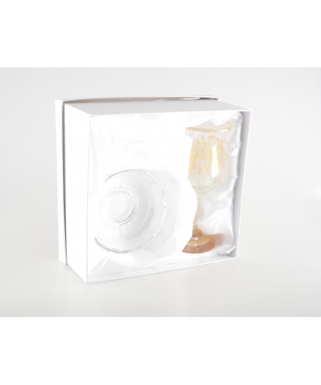 Verre à kiddouch doré avec soucoupe h17.5cm
