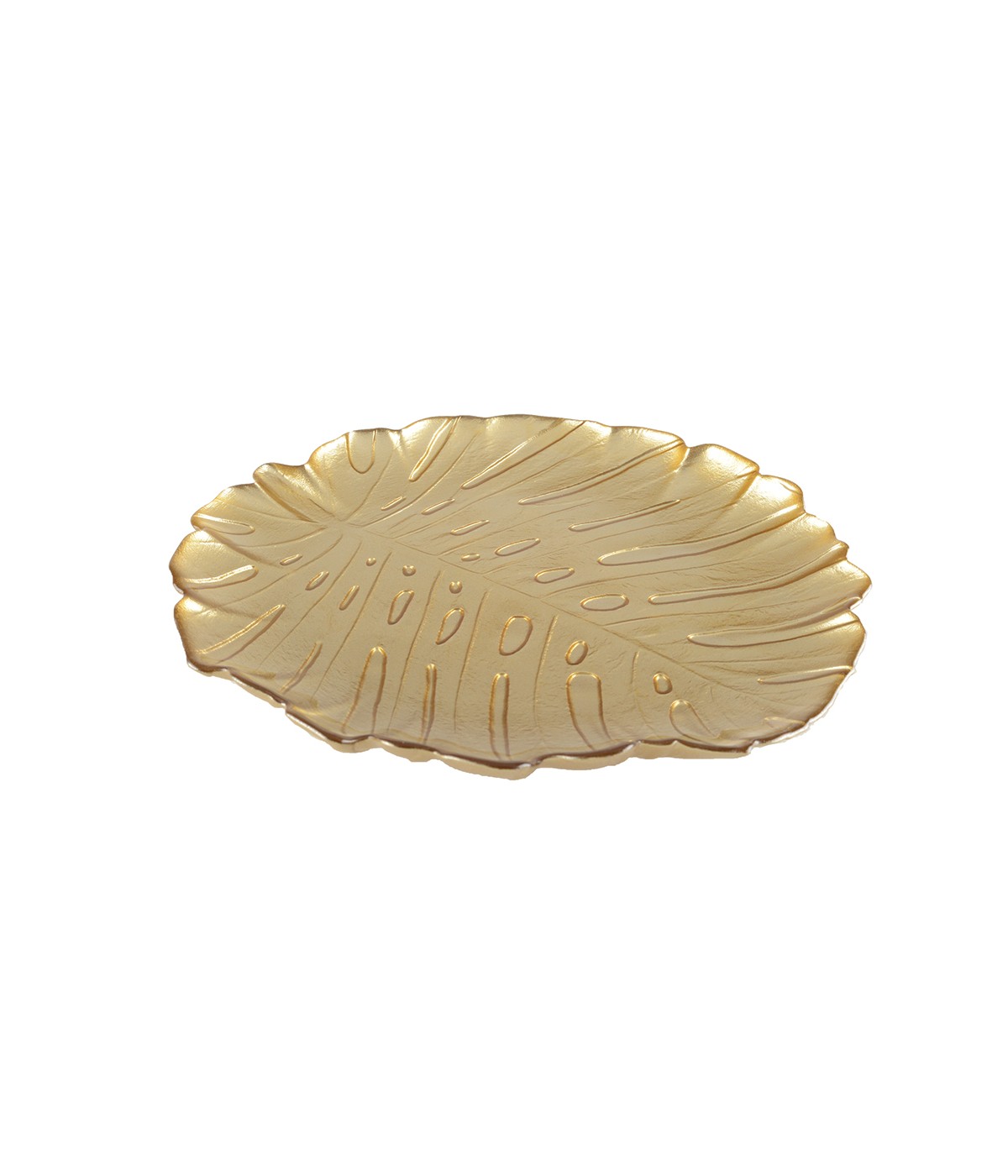 Large golden leaf glass bowl 27x25.5x2.5cm