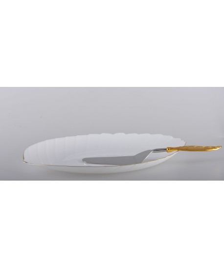 Assiette de présentation feuille blanche 37cm