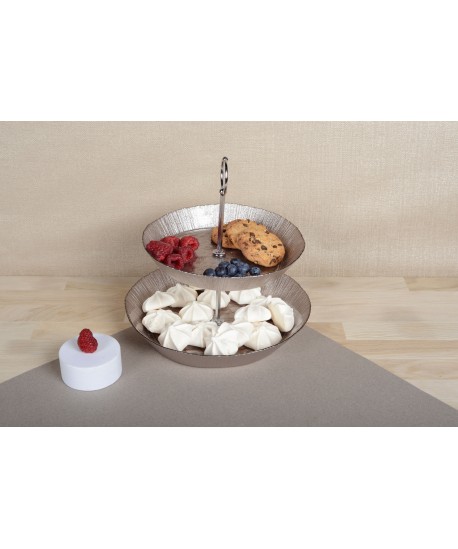 Serviteur 2 étages sable métallique