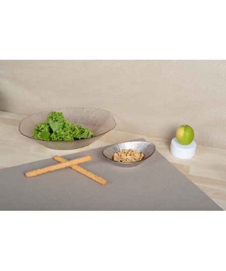 Saladier ovale bord sable transparent 30cm