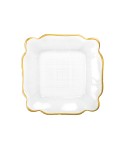 Assiette carrée en verre bords dorés 25x25x2cm