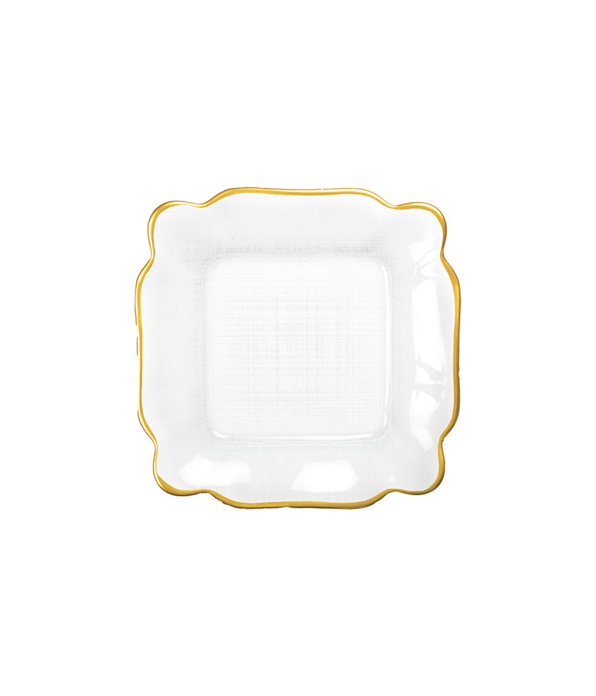Assiette carrée en verre bords dorés 25x25x2cm
