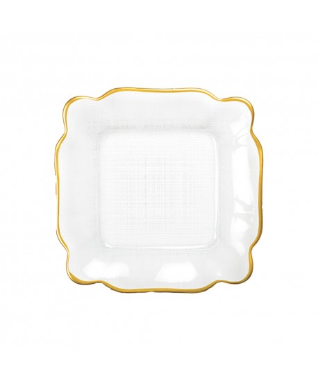 Assiette carrée en verre bords dorés 25x25x2cm