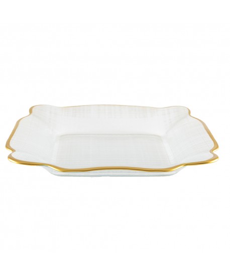 Assiette carrée en verre bords dorés 25x25x2cm