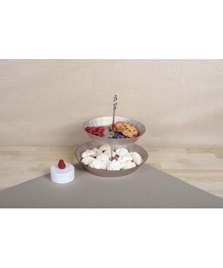 Serviteur 2 étages sable métallique