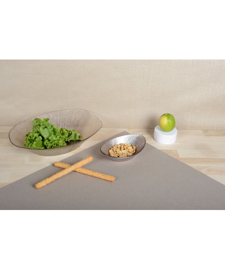 Saladier ovale bord sable transparent 30cm