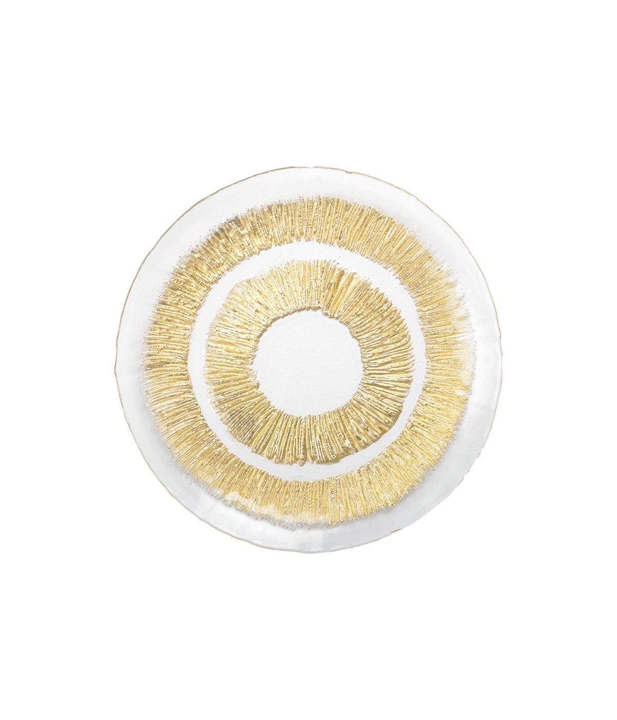 Assiette plate dorée en verre 28x28x2.5cm - soleil