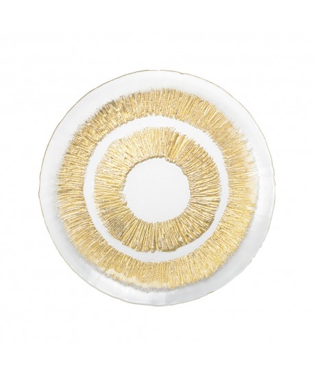 Assiette plate dorée en verre 28x28x2.5cm - soleil