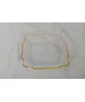 Assiette carrée en verre bords dorés 25x25x2cm