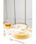 Assiette plate dorée en verre 28x28x2.5cm - soleil