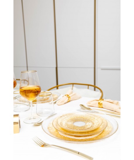 Assiette plate dorée en verre 28x28x2.5cm - soleil