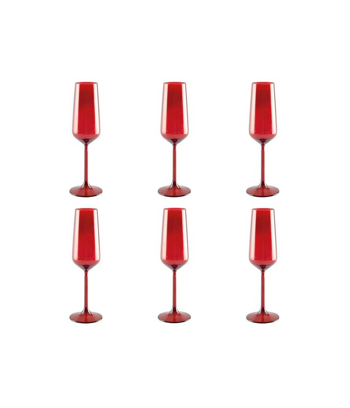 Flûtes à champagne rouge - lot de 6