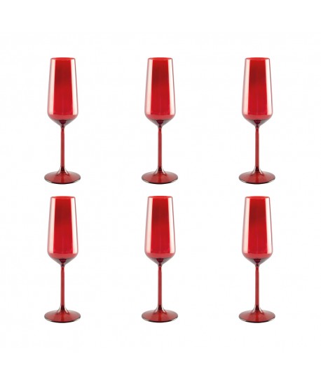 Flûtes à champagne rouge - lot de 6