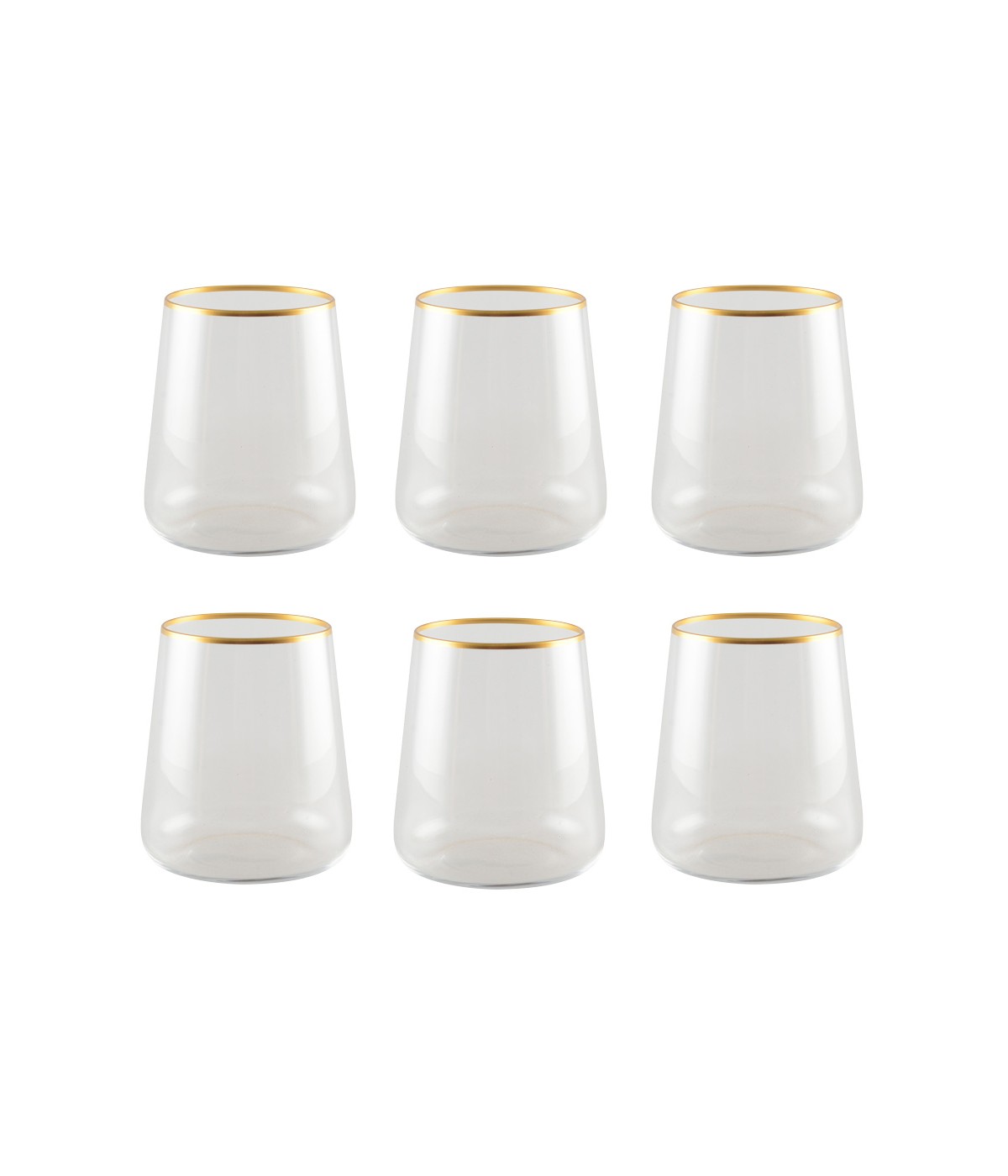 Verres à eau bord doré mat - lot de 6