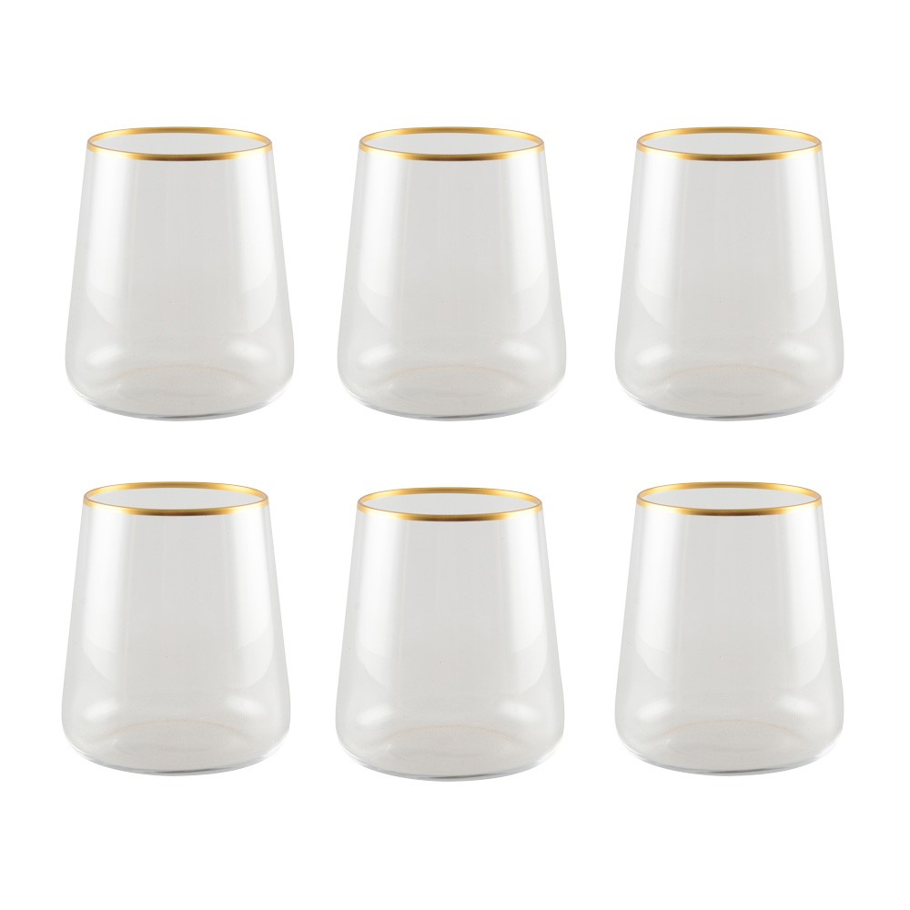 Verres à eau bord doré mat - lot de 6
