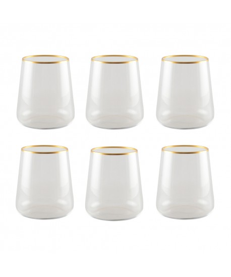 Verres à eau bord doré mat - lot de 6