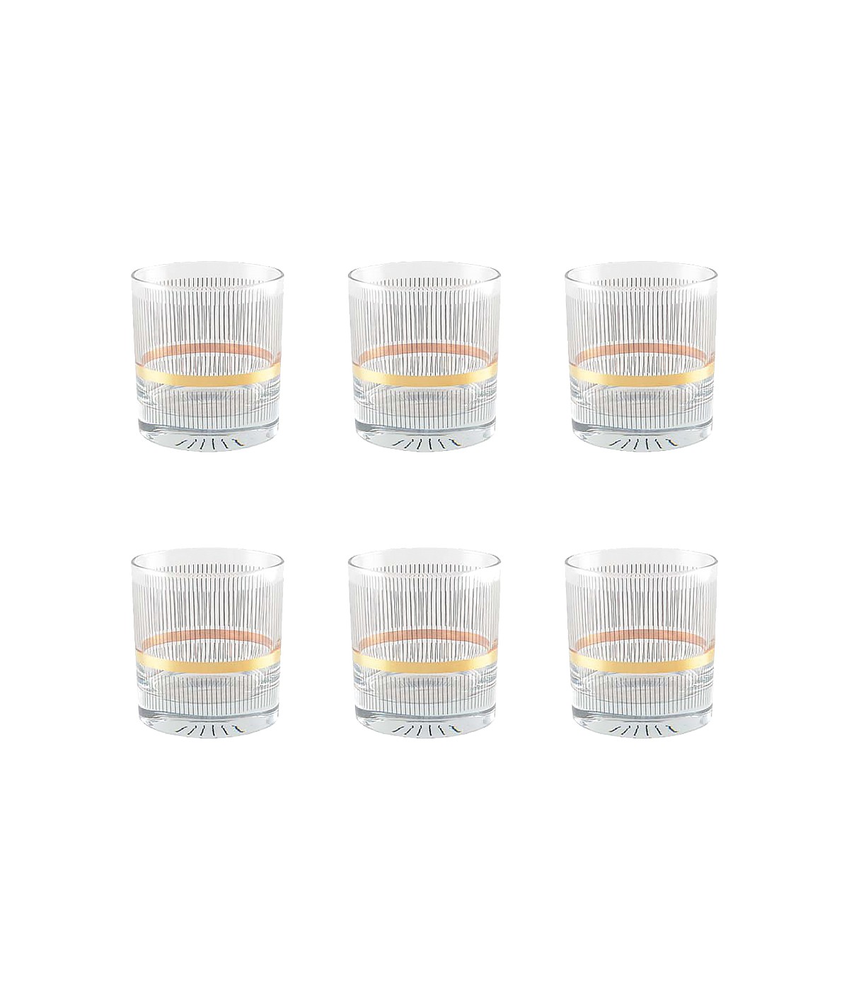 Black & gold whisky glasses – set of 6