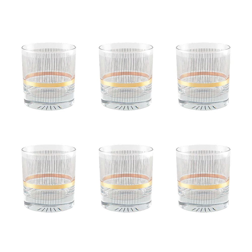 Black & gold whisky glasses – set of 6