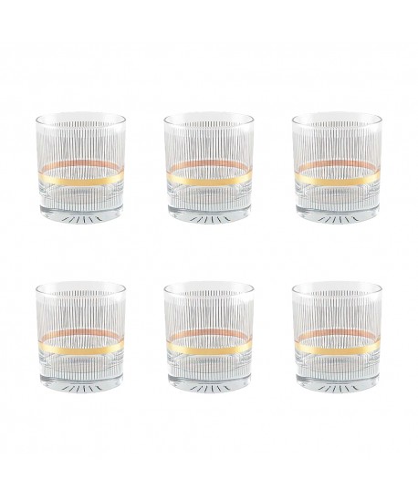 Black & gold whisky glasses – set of 6