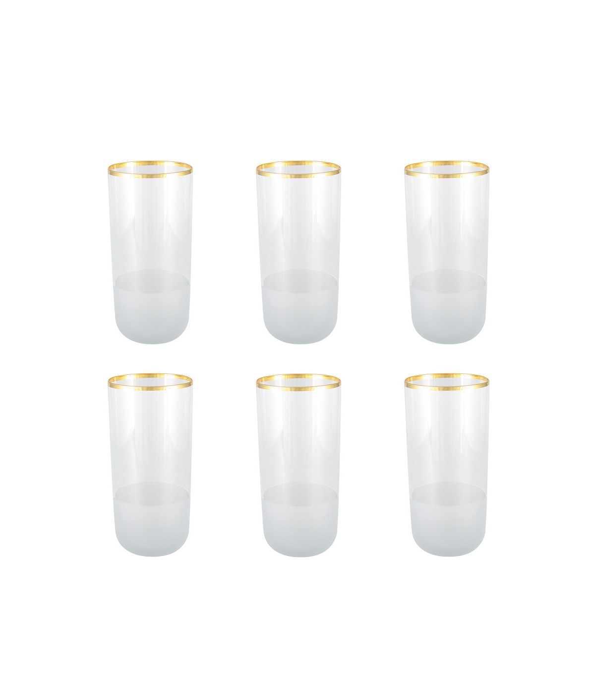 Verres à eau bord doré haut Nish  - lot de 6