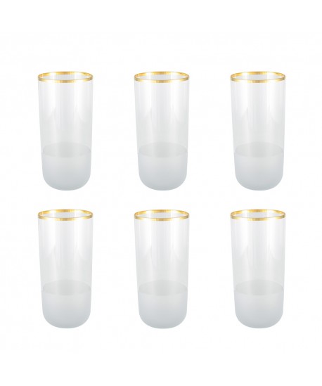 Verres à eau bord doré haut Nish  - lot de 6