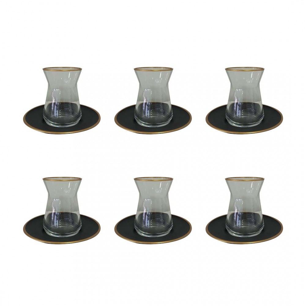 Tasses à thé noir et or - lot de 6